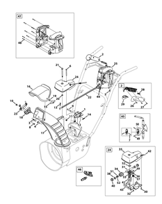 Chute Control Diagram and Parts List for 3X24-INCH31AH54TC (31AH54TC710-31AH54TC713-31AH54TC756)(2014) Cub Cadet Snow Blower
